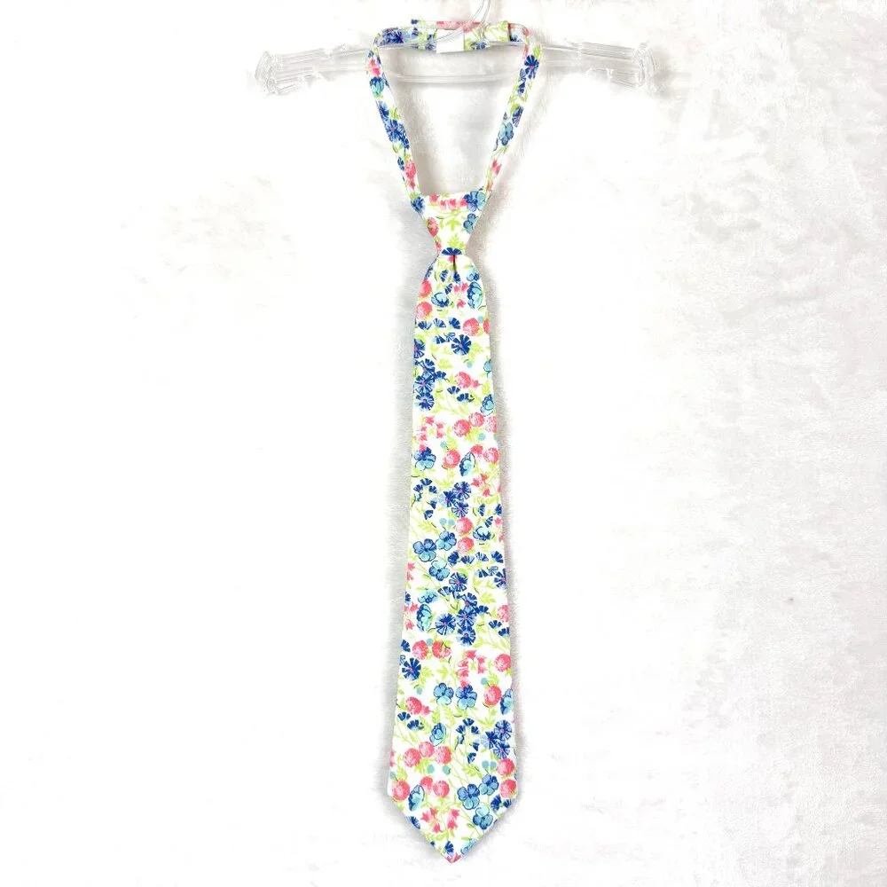 Janie and Jack Floral Adjustable Self Fastening Neck Tie Boy Kids 2-5 Pastel